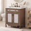Meuble-lavabo en bois avec lavabo en céramique, tablette réglable et portes