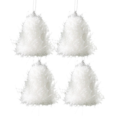 4PCS White Foam Christmas Ornaments Lightweight Xmas Tree Decorations Shatterproof Home Decor For Festive Party