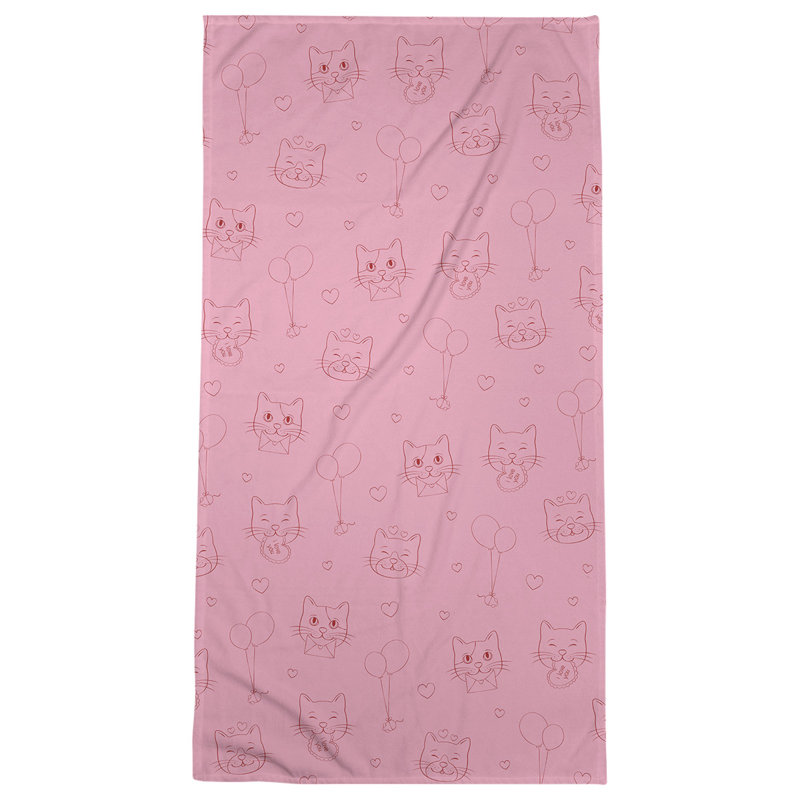 Beach Towel, Pink/Black, Poly/Cotton