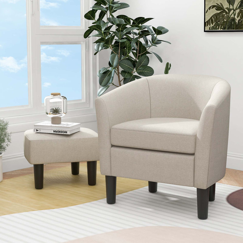 Fauteuil club et repose-pieds 27 po Makayiah, Lin beige