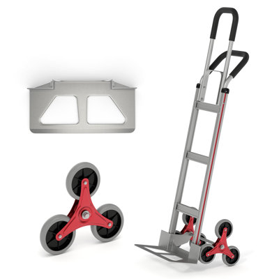 Heavy Duty Stair Climbing Hand Truck, 330 Lbs Capacity Telescopic Dual Handles 6-Wheel Tri-Star System, Folding Appliance Dolly for Furniture Moving & Warehouse Transport