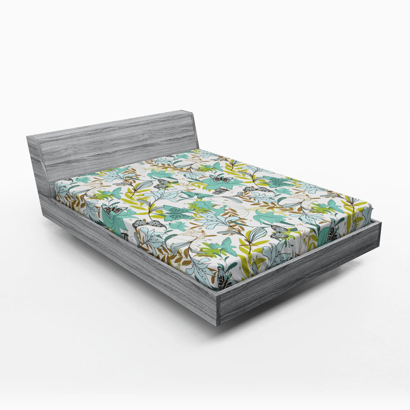 Microfiber Floral Fitted Sheet, Full/Double Fitted Sheet