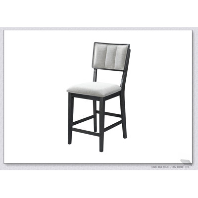 Chaises à hauteur de comptoir 2 pièces noir et gris clair avec support pour le dos complet, structure en bois robuste pour les repas modernes