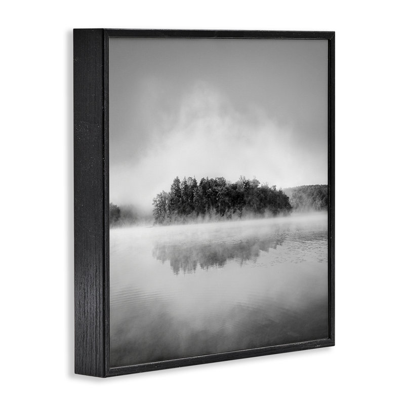 Lake with Distant Island  Framed Giclee Art by Chip Forelli, Midnight Black Framed Giclee, 17" H x 17" W