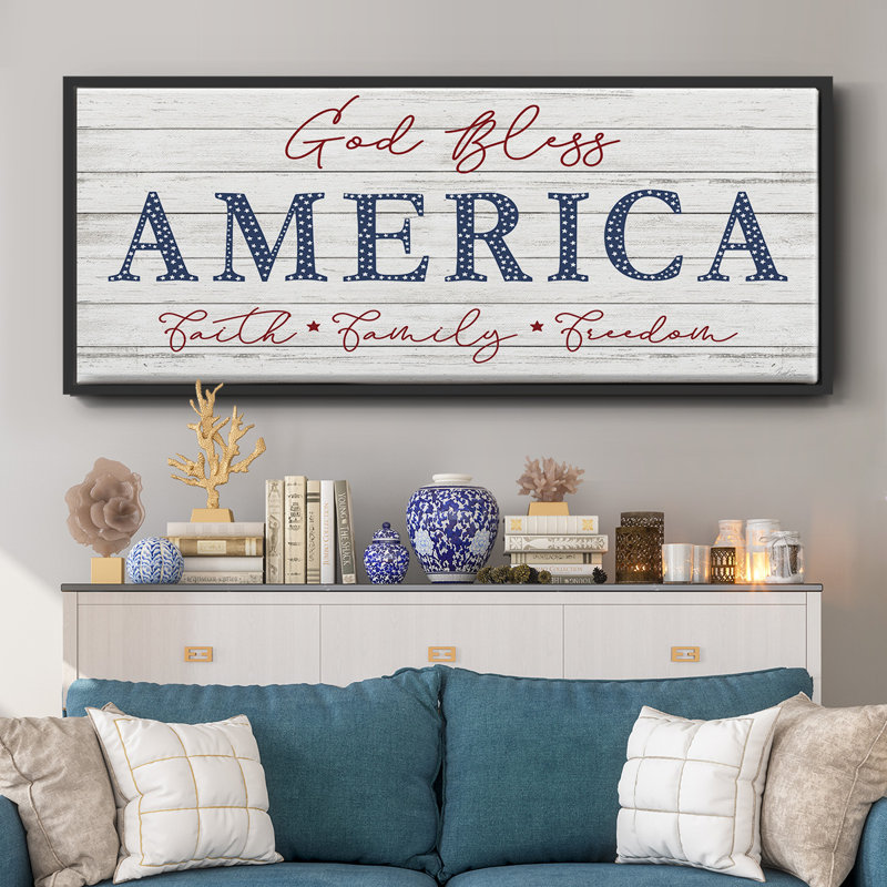 «God Bless America», toile encadrée, H 8 po x l 20 po