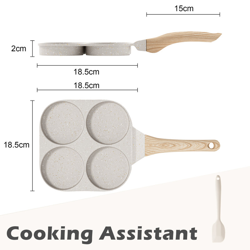 Caannasweis 4 Cup Egg Omelette Pan Nonstick Granite Omelette Skillet, Beige
