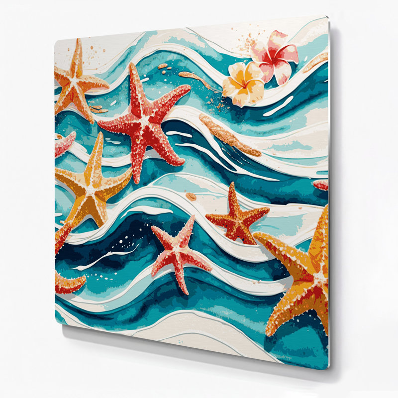 Étoile de mer hawaïenne, art mural en métal beige, H 16 po x l 16 po