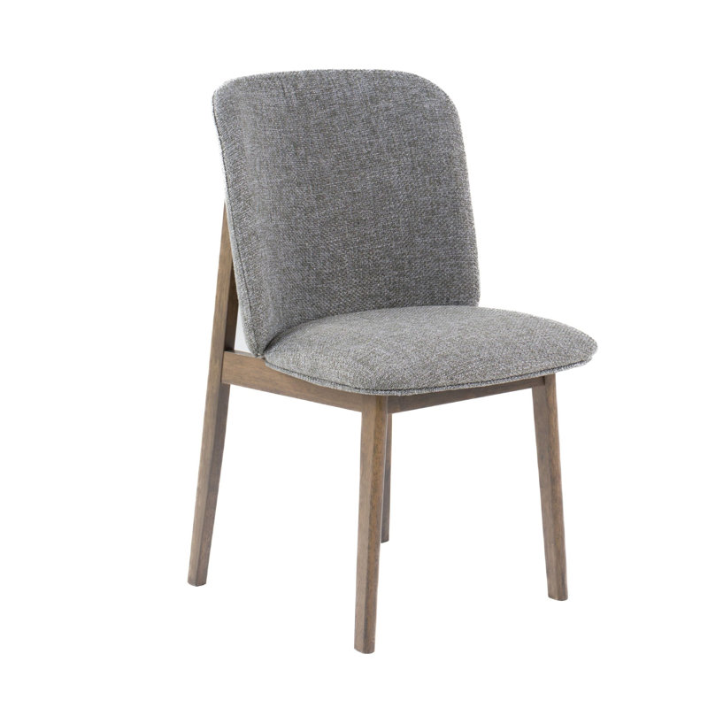 Ensemble de 2 chaises d'appoint Cid Estele, tissu gris, bois brun wengé