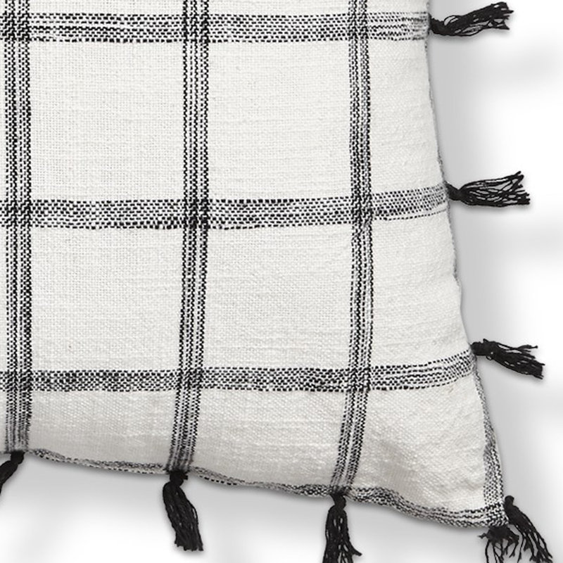 Tassel Check Pillow Black Multi