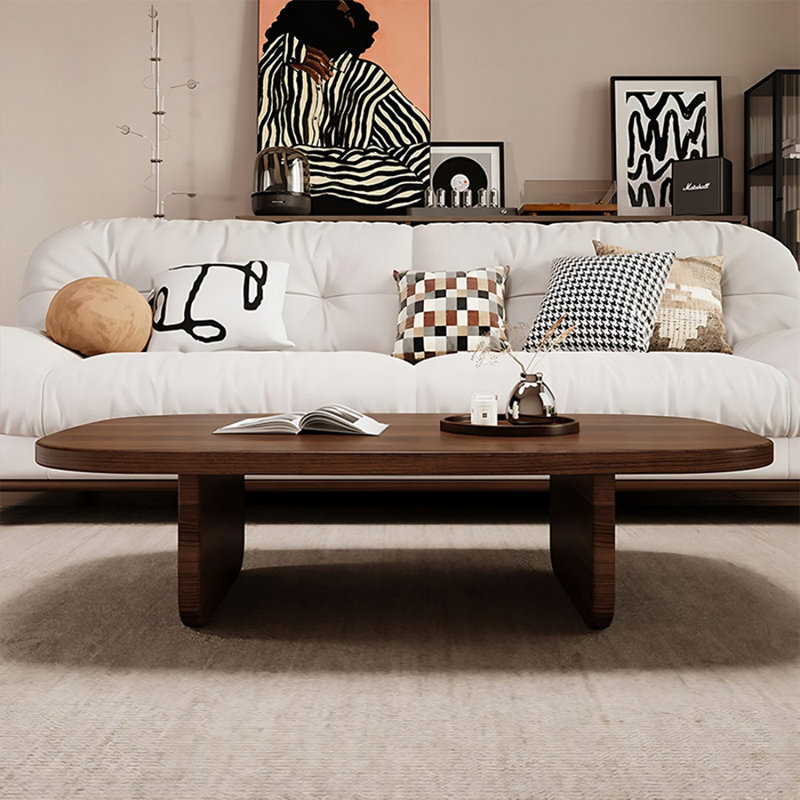 Nut-brown Solid Wood Rectangular Coffee Table, 15.75" H x 39.37" L x 19.69" W