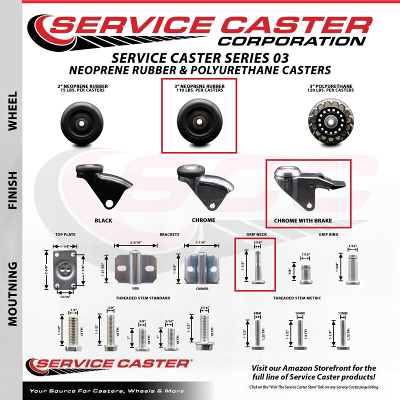 Chrome and Rubber Caster