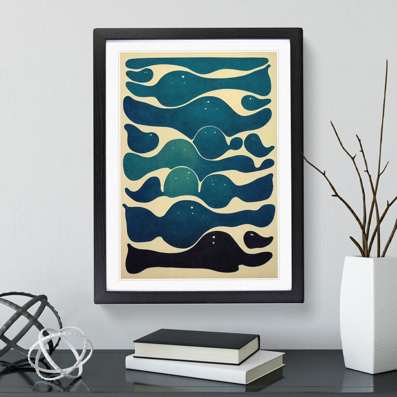 Retro Abstract Art No.7 - Framed Print, Black Framed, 64cm H x 46cm W x 2cm D
