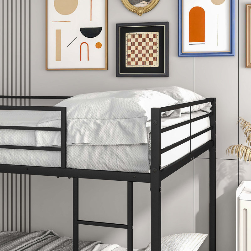 Metal Bunk Bed, Bunk Bed Frame with Safety Guard Rails, Easy Assembly Black, Full