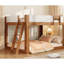 Grand lit superposé bas, lit superposé convertible en bois avec échelle réversible et garde-corps, noyer et blanc-220290405