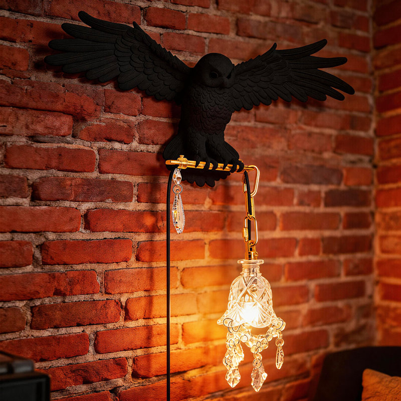 White Owl Wall Sconce With Frosted Glass Shade And Included G9 Bulb, Black