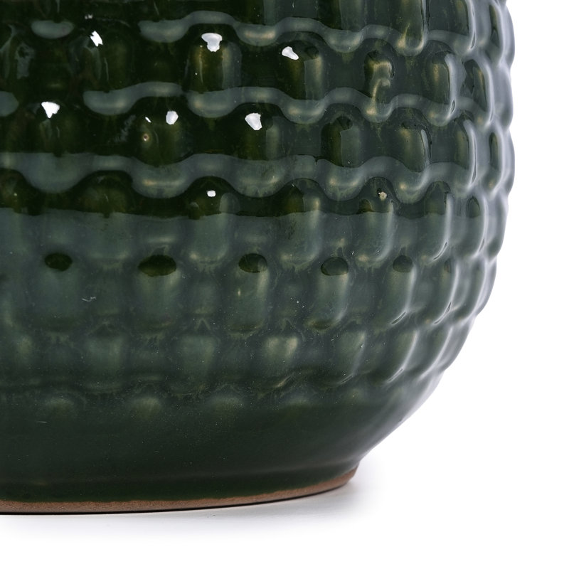 3 Pieces Dark Ceramic Flower Planters For Windowsills, Patios Or Indoor Areas - Frost-, Heat-, Weather-, Built-In Drainage, 9.52" L X W 8.18" H, 11.8 Lbs Planter Of Patio, Windowsill Living Room