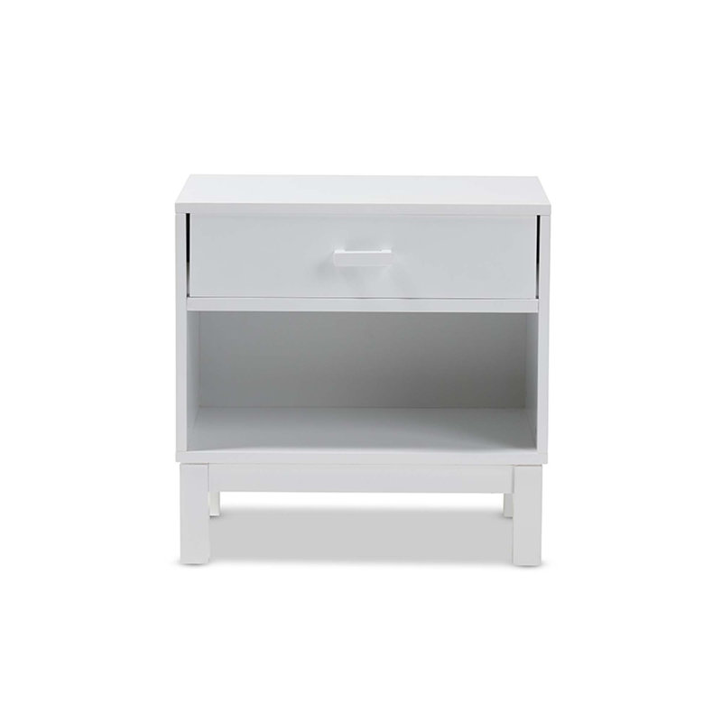 Table de chevet 1 tiroir Caden Delilah, Blanc