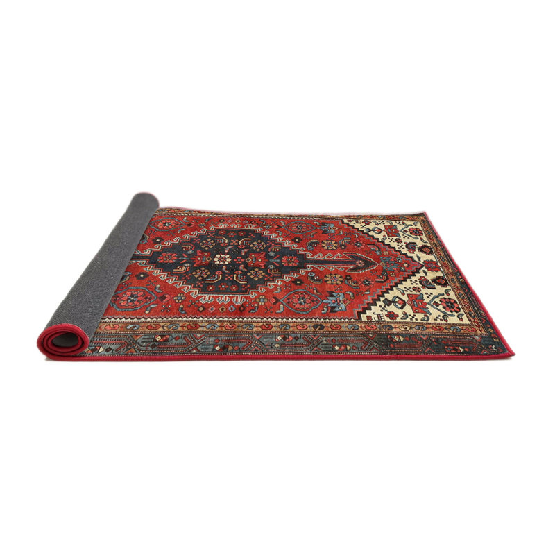 Tapis beige/gris/rouge traditionnel, Rond 3 pi