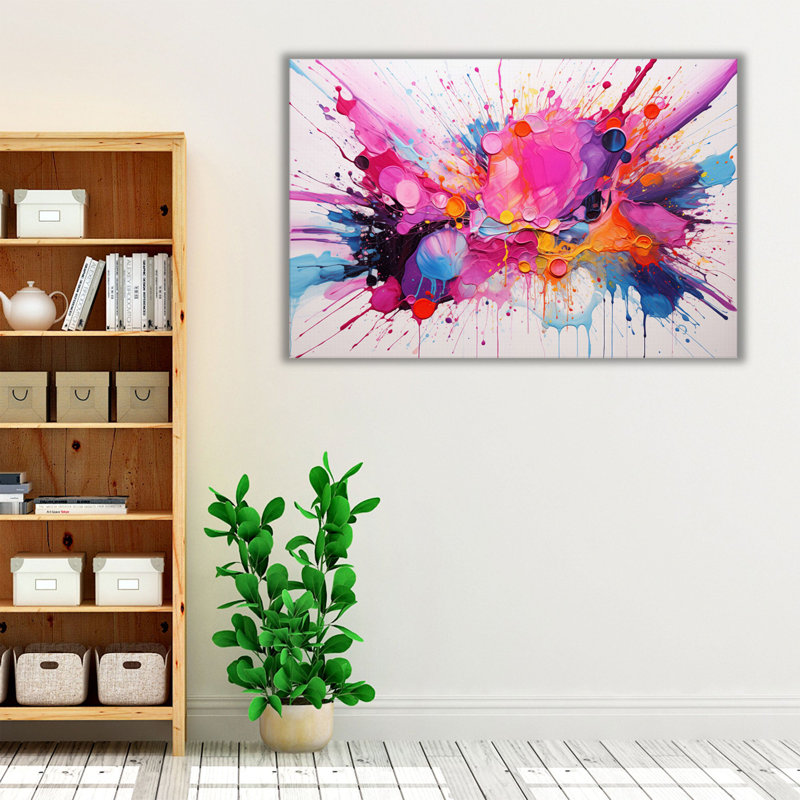 «Dreamy Splash Spectrum», art mural 2, Toile avec cadre brun, H 16 po x l 24 po x P 1,25 po