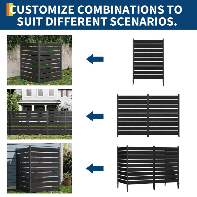 2-Panel Garden Privacy Screen, 98x125cm No-Dig Outdoor Partition, Weatherproof Vinyl Fence with Aluminum Frame, Decorative Cover for Bin AC Unit Pool Equipment