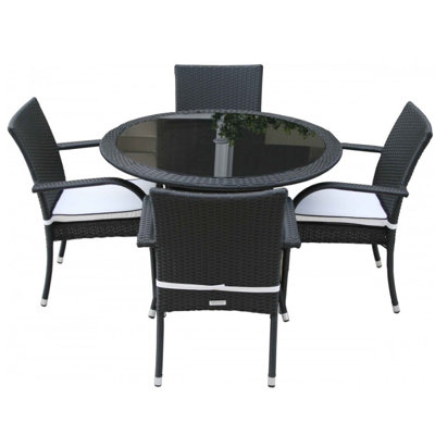 Kiska 4 - Person Patio Dining Set with Round Table , Cushions Included