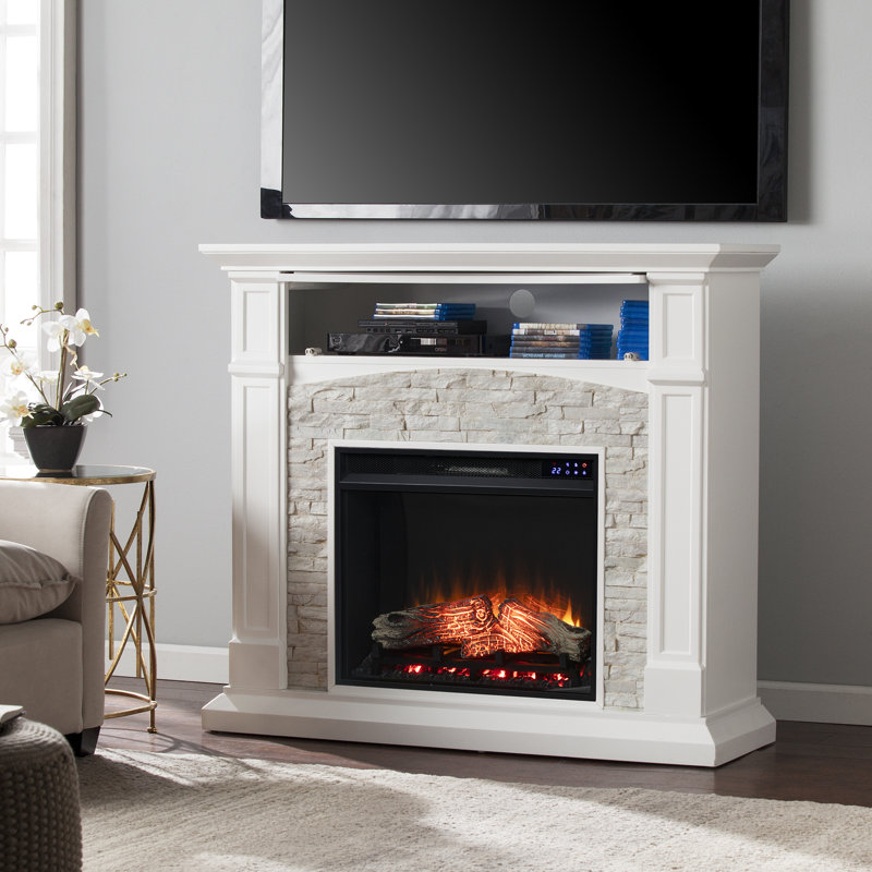 Norcott 45.75'' W White Electric Fireplace, Crisp white