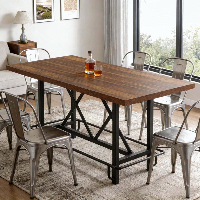 Counter-Height Bar Table with Metal Footrest