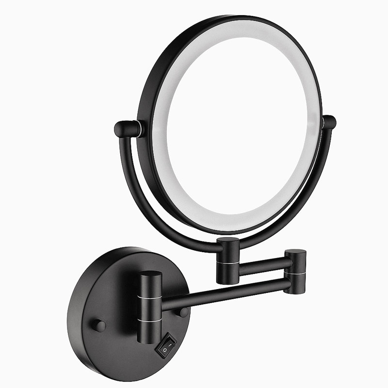 Miroir de maquillage mural grossissant à double face à DEL 8 pouces 8 po, Argent argent