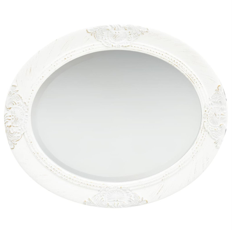 Wall Mirror Bathroom Mirror with Baroque Style Decorative Vanity Mirror, White, 19.70" x 27.60"