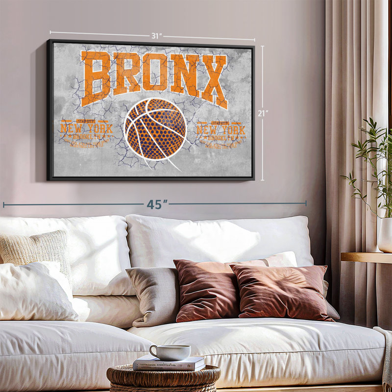 «Bronx NY Basketball Canvas Print», H 21 po x l 31 po