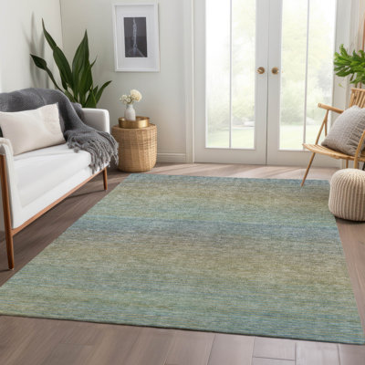 Machine Washable Indoor/Outdoor Christain ACN1292 Blue Rug