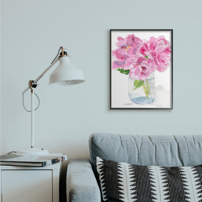 Pivoines roses en pot de conserve classique