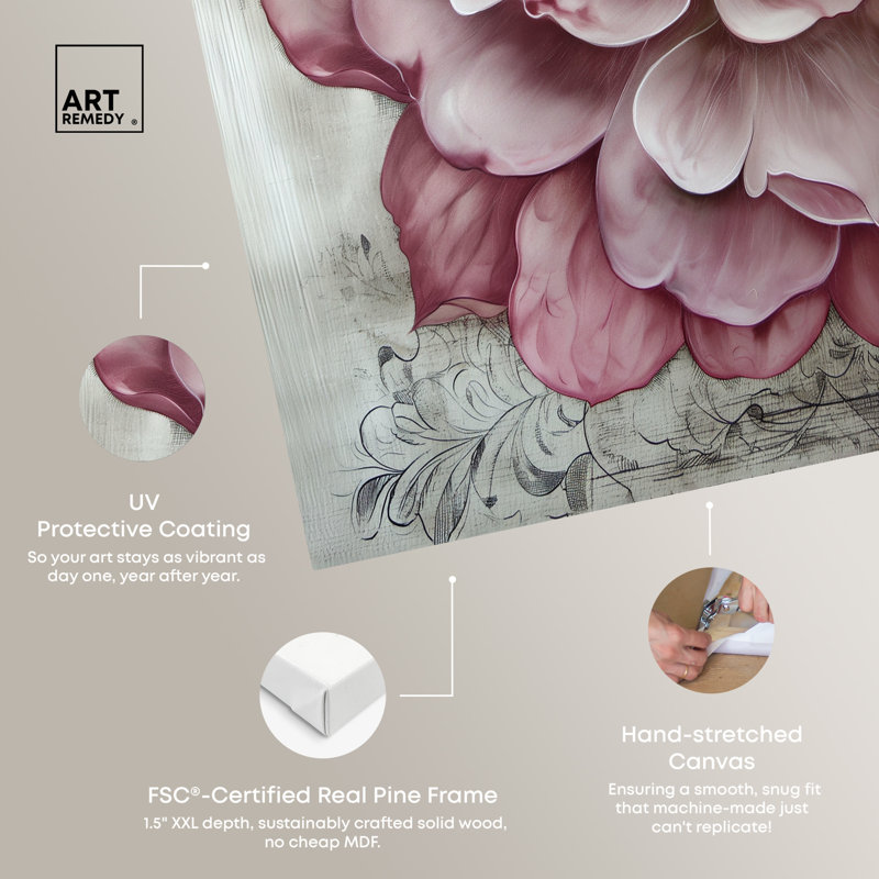 Darla Pink and White Floral Canvas Wall Art, 40" x 40"
