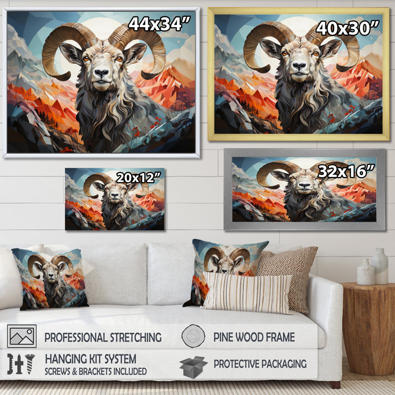 Goat Mountain Guardian géométrique, Cadre photo noir, H 16 po x l 32 po x P 1 po