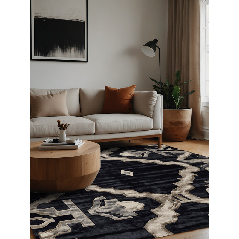 Machine Washable Gray Area Rug, Square 3'