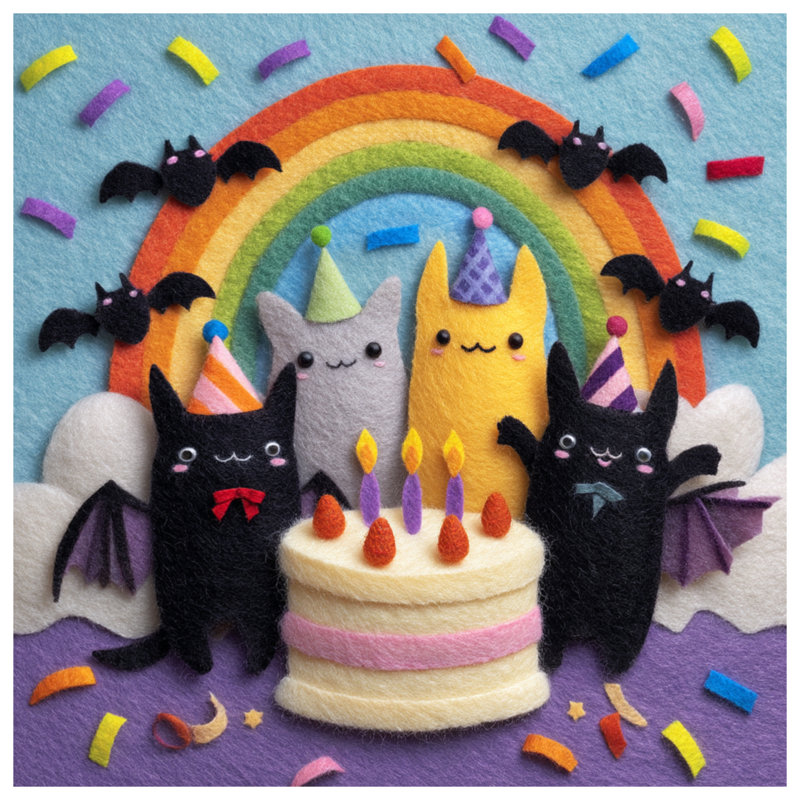 Housses de couette Felt Cats Rainbow Cake, Grand lit