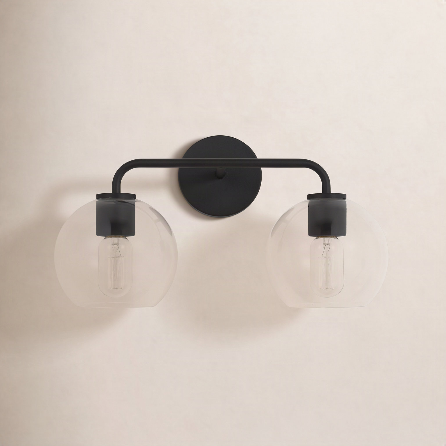 Childerley 2-Light Vanity Light, Midnight Black, Clear