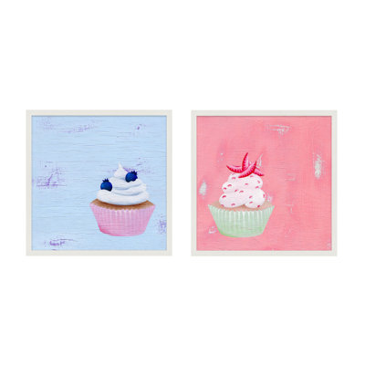 Blueberry and Strawberry Cupcakes. Set of 2 by Katy Montica - 2 Piece Picture Frame Print Set