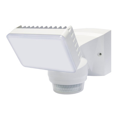 Motion Security Floodlight 1600 Lumen 180 deg 70ft detection Wall or Eave Mount White