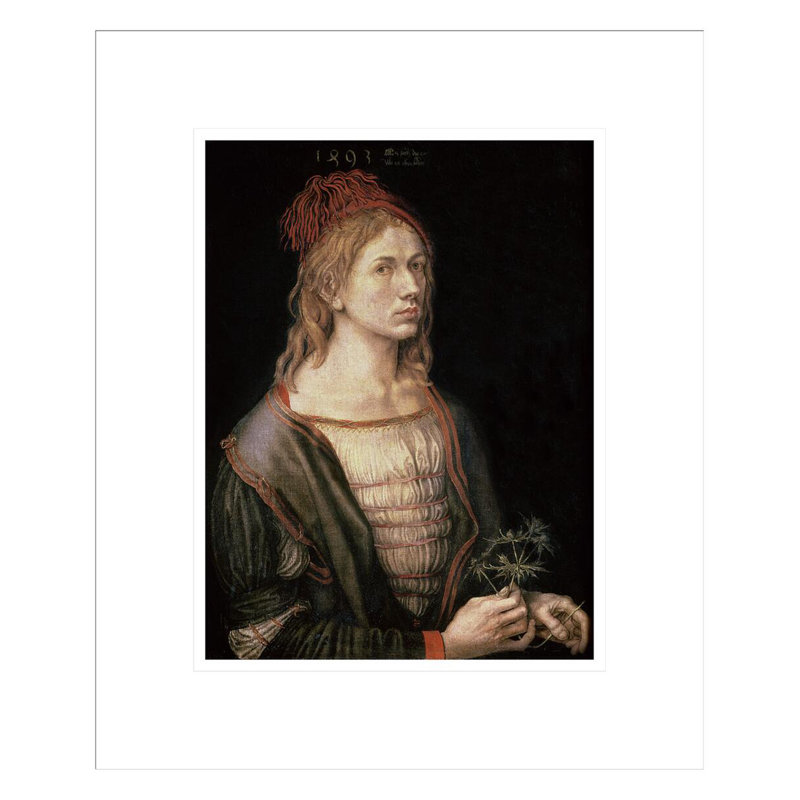 Autoportrait avec un chardon par Albrecht Dürer, impression giclée sur cadre, 16.44" H x 13.75" W