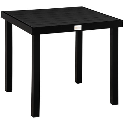 Square Outdoor Dining Table For 4 - Waterproof Wood Grain, Strong Aluminum Legs Garden Patio Square, Black , Waterproof,
