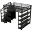 Lit mezzanine en métal avec tablettes de rangement