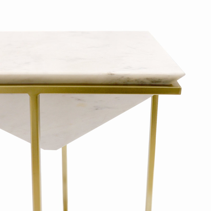 Sleek Beacon Rectangular Marble & Steel End Table