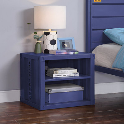 Blue Finish Nightstand With USB