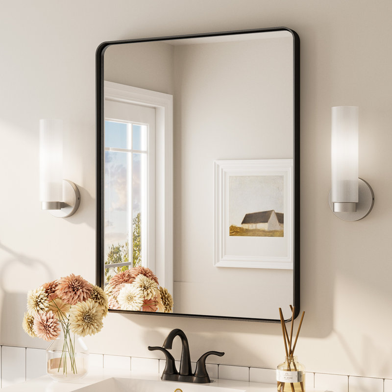 Bathroom Mirror with 1.2" Thick Aluminum Alloy Frame,Wall Mirror with Tempered Glass,Accent Mirror for Entryway,Dining Room,Bedroom