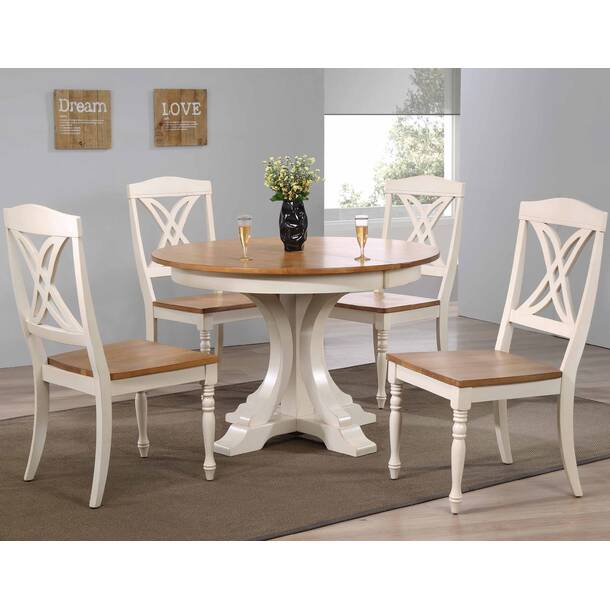 Alcott Hill® Alisha 5 - Piece Extendable Solid Wood Pedestal Dining Set ...