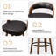 Ensemble de 2 tabourets de bar pivotants à hauteur de comptoir de 26,8 po pour îlot de cuisine, tabourets de bar noirs revêtus de similicuir et pieds en bois massif, VF