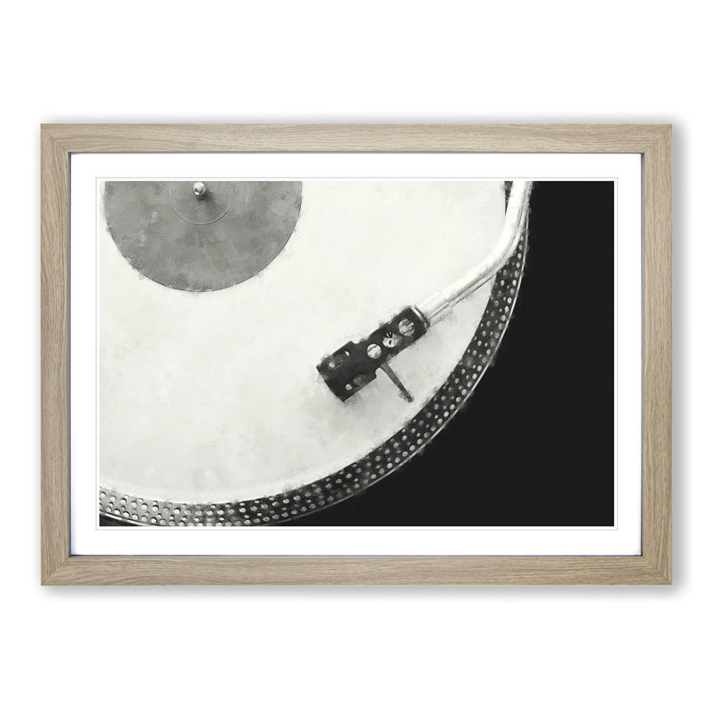 Needle of the Turntable - Picture Frame Graphic Art Print, 33cm H x 45cm W x 2cm D, Oak Framed
