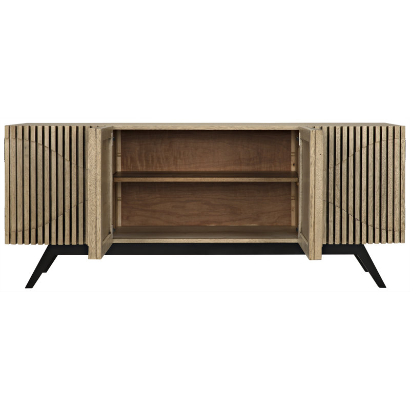 Illusion 78'' W Solid Wood Buffet, Bleached Walnut