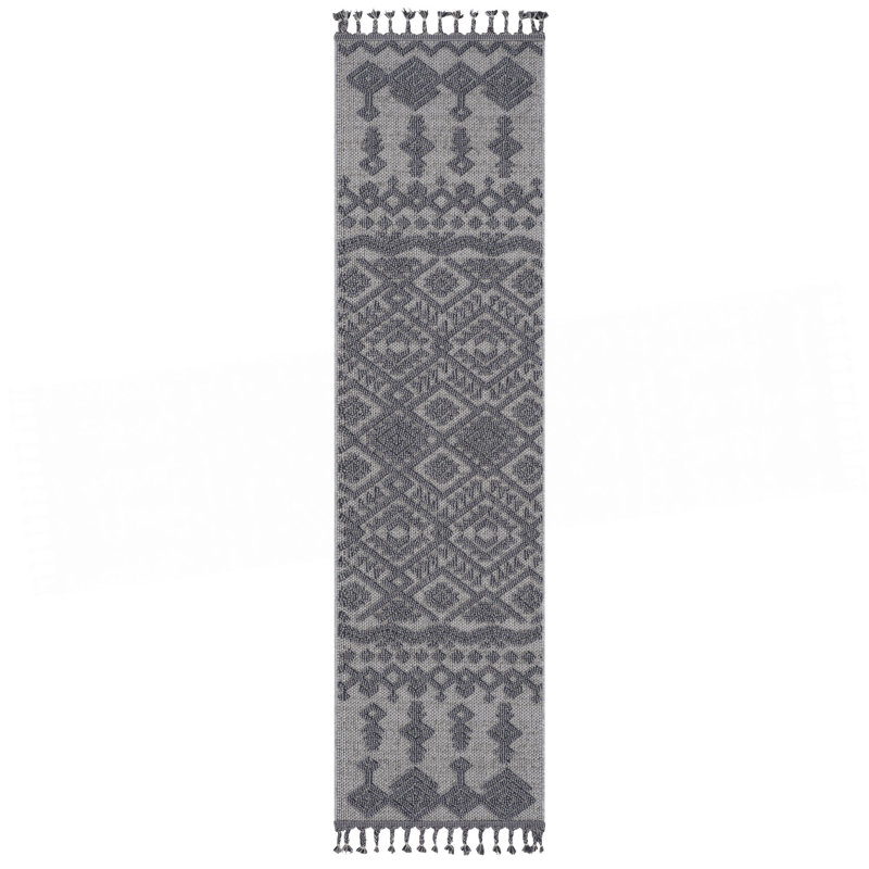 Collection White/Gray /Traditional Indoor/Outdoor Area Rug, Runner 2'2" x 8'